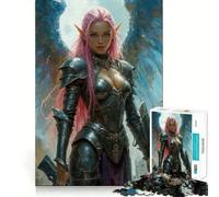 Angel Warrior with Pink Hair Jigsaw Puzzles1000 Pieces Cognitive Train Fun Flawless Interlocking Pieces Birthday Gift Brain Teaser Toy (38x26cm)