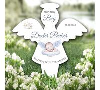 Angel Watercolour Baby Boy Remembrance Garden Plaque Grave Marker Memorial Stake |Personalised In Loving Memory Remembrance Memorial Plaque Grave Decoration Marker Garden Ground Stake