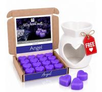 Angel Wax Melts with Free Ceramic Burner Gift Set, Sweet Gourmand Floral Amber Fragrance, Eco-Friendly Long-Lasting Wax, Luxury Home Fragrance Kit by Spotless Leopard