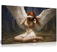 Angel Weeping Fantasy Canvas Wall Art Picture Print (30x20in)