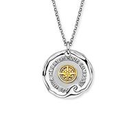 Angel Whisperer Aloha Women's Necklace Made of Sterling Silver with Round Bicolour Let Your Heart Be Your Compass Pendant - Lobster Clasp - Adjustable in Three Lengths - Nickel-Free, 42 cm
