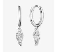 Angel Whisperer Flying Wings Silver Hoop Dropper Earrings ERE-FLYWING1-ZI-CR
