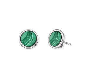 Angel Whisperer Healing Crystal Earrings | 925 Sterling Silver • Malachite Powerstone Pendant • Ø 10mm