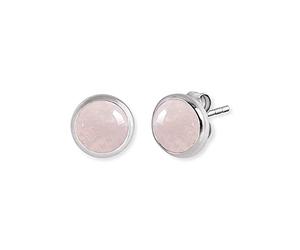 Angel Whisperer Healing Crystal Earrings | 925 Sterling Silver • Rose Quartz Powerstone Pendant • Ø 10mm