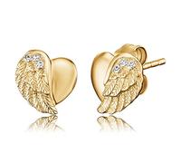 Angel Whisperer Heartwing Stud Earrings | 925 Sterling Silver • Gold Plated • Ø 9mm