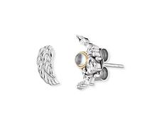 Angel Whisperer Moon & Wing Earrings | 925 Sterling Silver • Spiritual Symbolism • Zirconia Accents
