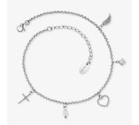 Angel Whisperer Silver Heart Multi Charm Anklet ERFS-FLH-PE-ZI