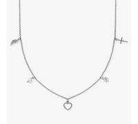 Angel Whisperer Silver Heart Multi Charm Necklace ERN-FLH-PE-ZI