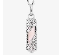 Angel Whisperer Silver Rose Quartz Healing Stone Necklace ERN-HEAL-RQ-M