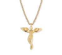 Angel Whisperer Sterling Silver Gold IP Stone Set Angel Pendant Necklace