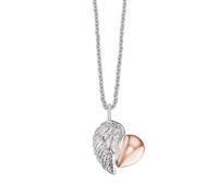 Angel Whisperer Sterling Silver & Rose Gold Heart Wing Necklace
