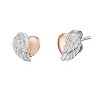 Angel Whisperer Sterling Silver & Rose Gold Heart Wing Stud Earrings