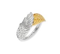 Angel Whisperer Women’s Sterling Silver Wing Symbol Ring - Bicolor Silver and Gold - Adjustable Size - Nickel-Free