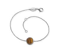 Angel Whisperer Women's bracelet made of sterling silver and power stone, lobster clasp, adjustable in two lengths, nickel-free, 1 Stein, Sterling Silver, Tiger's Eye