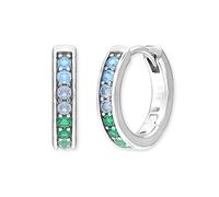Angel Whisperer Women's Small Hoop Earrings | 925 Sterling Silver • Multicolored Zirconia • Clip Closure • Nickel-Free • Ø 13mm