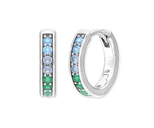 Angel Whisperer Women's Small Hoop Earrings | 925 Sterling Silver • Multicolored Zirconia • Clip Closure • Nickel-Free • Ø 13mm