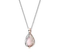 Angel Whisperer Women's Sterling Silver Necklace with Interchangeable Power Stone Pendant Rose Quartz Two-Colour - Lobster Clasp - Adjustable in Three Lengths - Nickel-Free, 12mm, Sterling Silver