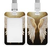 Angel Wing Badge Holder Vertical Id Card Holder with Lanyard Heavy Duty Name Tag Holders Waterproof Work Badge Holder for Office Cruise Teacher Cute Badge Protector