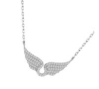 Angel Wing Charm Necklace Adjustable Chain, Silver