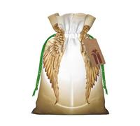 Angel Wing Christmas Drawstring Gift Bag Santa Sack With Cards