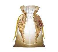 Angel Wing Christmas Drawstring Gift Bag Santa Sack With Cards