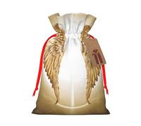 Angel Wing Christmas Drawstring Gift Bag Santa Sack With Cards