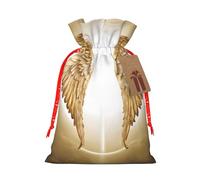 Angel Wing Christmas Drawstring Gift Bag Santa Sack With Cards