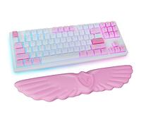 Angel Wing Cloud Keyboard Wrist Rest, Soft Leather Memory Foam Keyboard Wrist Support for Pain Relief, Ergonomic Anti-Slip Computer Palm Rest for PC Gaming/Laptop/Hand Pad/Cute Desk(1-Wing Pink)