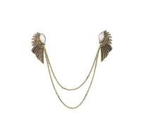 Angel Wing Collar Clip Brooch for Women & Girls - Cubic Zirconia Feather Dangle Lapel Pin Jewelry Accessory(Gold-Tone)