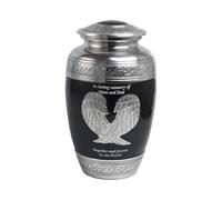 Angel Wing Cremation Urn for Adult Ashes - Durable Aluminium Funeral Container - Purple Memorial Vessel with Engraved Design Securely Holds Human Remains up to 90kg or 14 Stone (Personalised-Black)