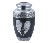 Angel Wing Cremation Urn for Human Ashes - Large Memorial Urn - Elegant Funeral Urn with Secure Lid - Premium Aluminum Burial Urn for Adults with Velvet Bag (Angel Wing Heart-10)