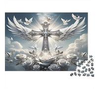Angel Wing Cross 1000 Piece Jigsaw Puzzle on Sustainably Sourced Board Favourites Jigsaw with Impossible Puzzle for Challenging Puzzles for Adults 52x38cm/1000pcs