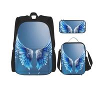 Angel Wing Double Shoulder Bag Set with Lunch Bag and Pencil Case, fit for Shopping, Outdoor Sports