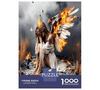 Angel Wing Fire 1000 Pieces Premium Jigsaw Puzzle Fallen Angel Drama Classic Jigsaw Puzzle Thick Cardboard Impossible Hard Challenging Decompression Wall Decor Relaxation Creativity 70x50cm/1000pcs