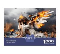 Angel Wing Fire 1000 Pieces Premium Jigsaw Puzzle Fallen Angel Drama Classic Jigsaw Puzzle Thick Cardboard Impossible Hard Challenging Decompression Wall Decor Relaxation Creativity 70x50cm/1000pcs