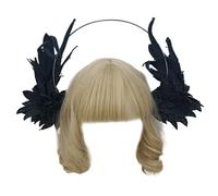 Angel Wing Headband Adjustable - Vintage Angel Headdress for Lolita Gothic Costume(Black)