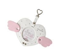 Angel Wing Heart Shape Card Cover PU Leather Badge Protector with Lanyard and Metal Clip for School Daily Use Travel Card Cover