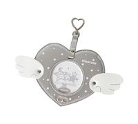 Angel Wing Heart Shape Card Cover PU Leather Badge Protector with Lanyard and Metal Clip for School Daily Use Travel Card Cover