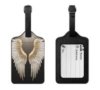 Angel Wing Luggage Tag Suitcase Marker Travel Baggage Identifier with Boarding Card Holder Sturdy PU Travel Label for Suitcases and Work Bags