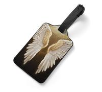 Angel Wing Luggage Tags for Suitcases, PU Leather Travel Baggage Tags with Stainless Steel Loops Privacy Name ID Cards, Waterproof Travel Essentials for Cruise, Airport, Business Trip