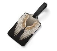 Angel Wing Luggage Tags with Information Card & Detachable Strap - Durable PU Scratch-Resistant Name ID Identifiers for Suitcases, Travel Bags, Backpacks, and Gym Bags