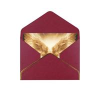 Angel Wing Luxury Pearl Paper Greeting Card With Gold Border, Blank Inside, With Envelope - Birthday, Wedding, Christmas, Valentine