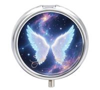 Angel Wing Medicine Pill Case, Round 3 Compartment Box, Portable Decorative Medicine Organizer for Pocket or Wallet, Vitamin Organizer