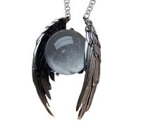 Angel Wing Necklace - Vintage Crystal Vampire Jewelry Pendant | Gothic Style With Translucent Angel Crystal Design, Womens Necklace For Vampire Cosplay Party Daily Wear Friends