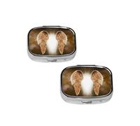 Angel Wing Pill Box 2 Compartment Medicine Pill Case,Travel Pill Organizer, Small Metal Pill Case Portable Pill Box, Perfects Gift for Anyone in Need