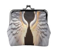 Angel Wing Print Compact Coin Purse 4.52 x 4.13in Cute Mini Wallet with Kiss Lock Waterproof Pouch