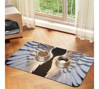 Angel Wing Print Pet Absorbent Leather Tablecloth for Dogs Cats,Pet Food Mat Leather Feeding Mat for Dogs Cats