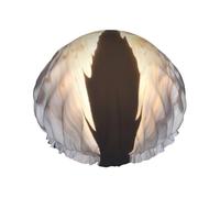 Angel Wing Print Shower Cap, Lined Shower Cap For Women Reusable, Double Layer Waterproof Bath Cap