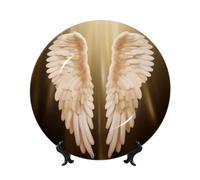 Angel Wing Round Decorative Ceramic Plates With Display Stand