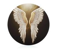Angel Wing Round Tempered Glass Butcher Cutting Board Heavy Duty Cutting Boards Kitchen Counter Protector Non-Slip Cutting Mat for Meat Fruit Vegetable